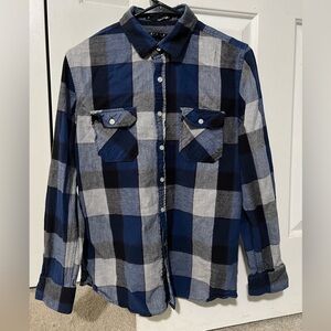 Dark Blue and Gray button front shirt. 21Men size S/M
